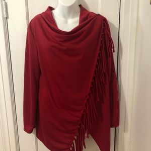 Ladies Unbranded Cowl Neck Wrap Sweater, Sz M, Red